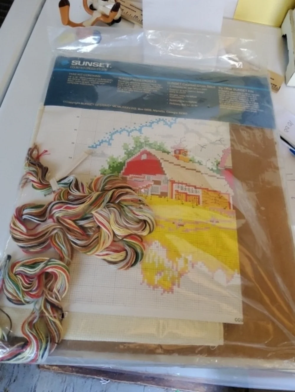 NOS Sunset Counted Cross-stitch Kit Country Barn.